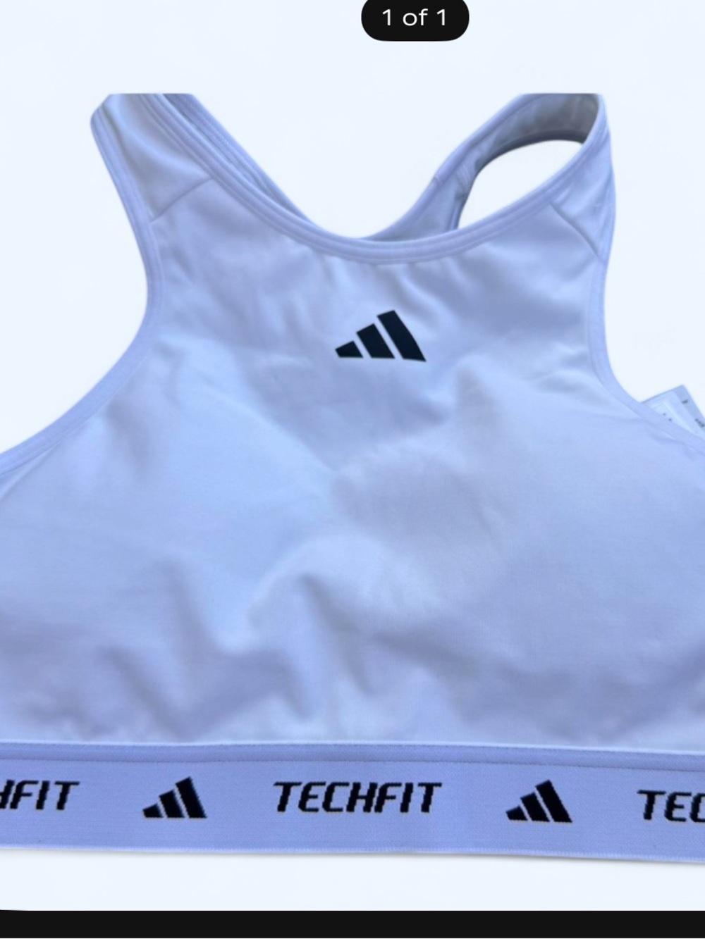 adidas White Sports Bra with Black Logo Detail